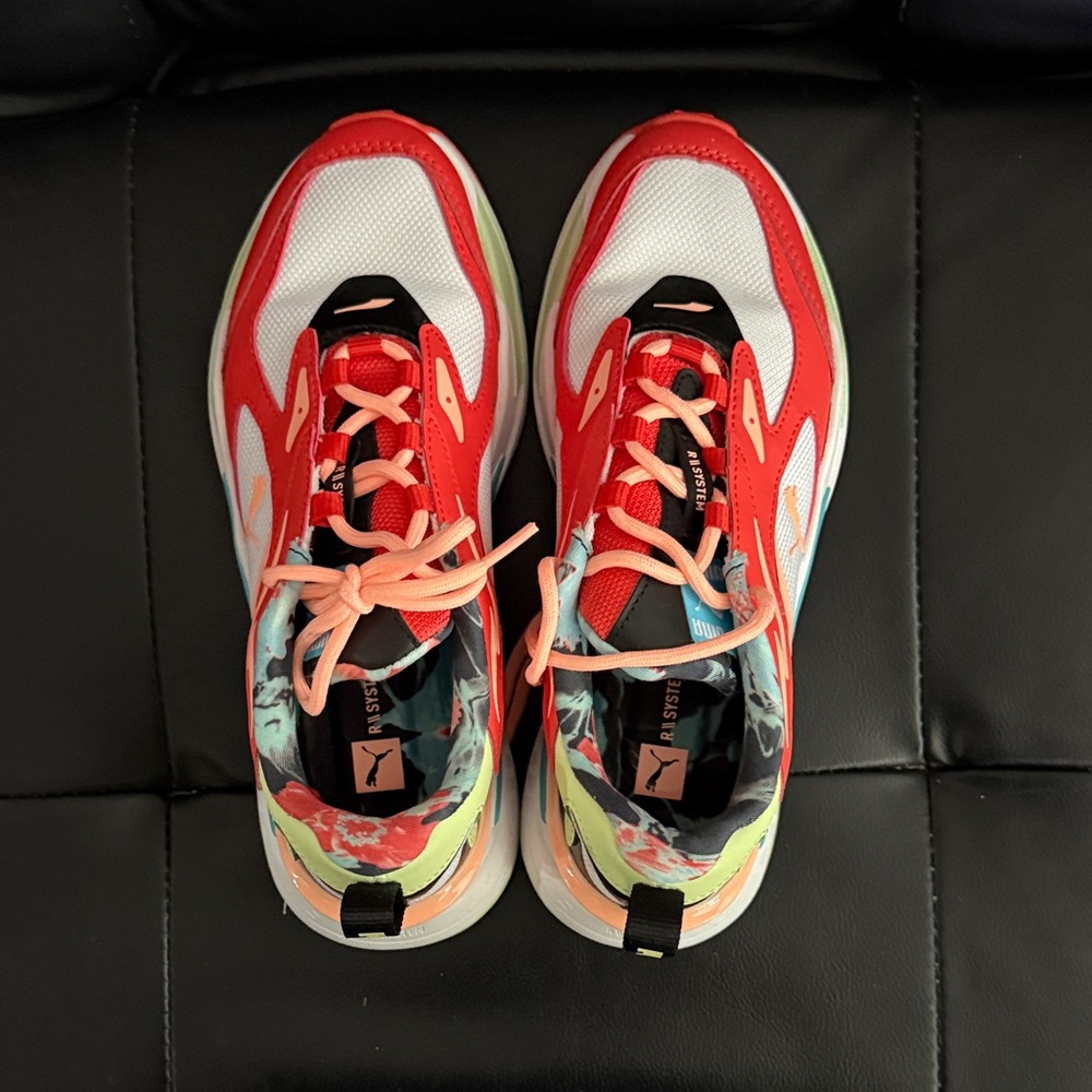 Puma Kids' Multi-Color Coral and White Athletic Sneakers